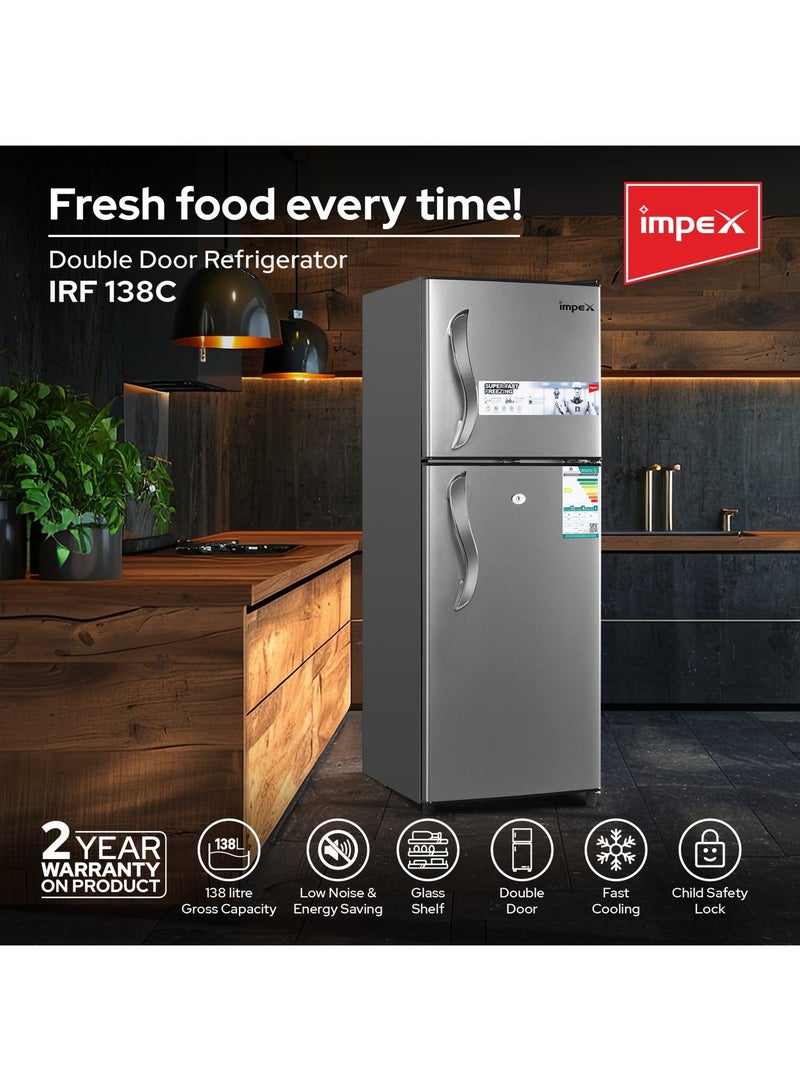 Impex 138L Gross/128L Net, Double Door Refrigerator, No Frost Inverter Refrigerator, 4.5 Cu.Ft Freezer, 42Ltr Freezer + 86Ltr Refrigerator, Glass Shelves, Fast Cooling Fridge Freezer, Silent Operation Best for Home, 2 Year Product Warranty & 10 Year Compressor Warranty, Safety Lock And Key, 120 W IRF 138C Dark Grey & 7 kg Capacity Top Load Washing Machine - 7KG Semi-Automatic Washing Machine Cloth Dress Cleaning, 350W Power, Spin 160W, Top Load, Energy-Efficient, 2 Years Warranty – Black/White/Grey - WM 4204 7 kg 350 W WM 4204 Black/White/Grey Bundle - Image 3
